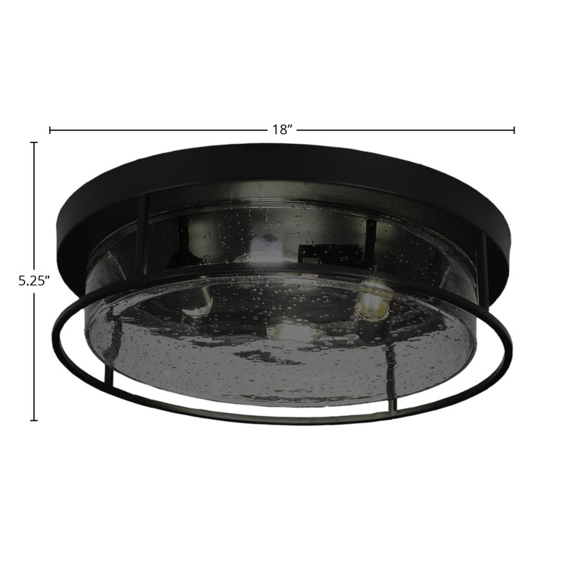 Plafonnier encastré, avec verre, Noir mat, À bulles, H 5,25 po x l 5,25 po x P 18 po