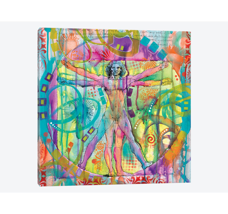 « vitruvian man », impression sur toile, H 12 po x l 12 po x P 0,75 po, Pas de tapis, Toile tendue