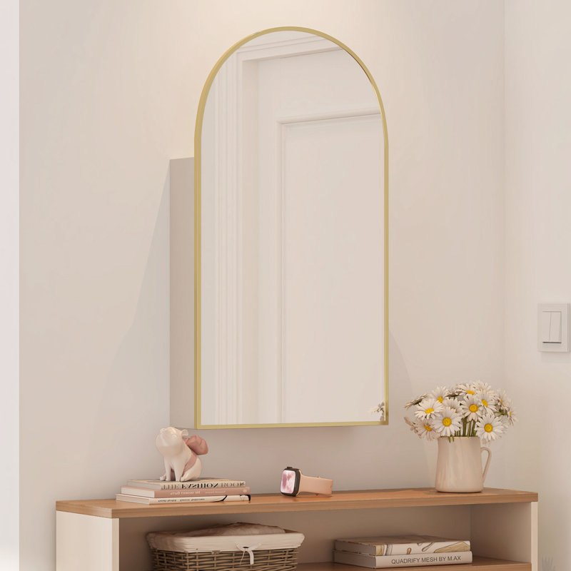 Raygen W H Wall Mounted Required Frameless Medicine Cabinet Mirror 3 Fixed, Gold, 80cm H x 40cm W x 13.3cm D