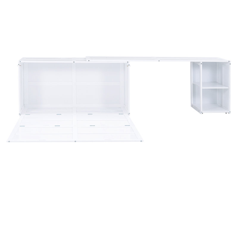 Lit blanc avec bureau polyvalent, grand - cadre amovible pour économiser de l'espace