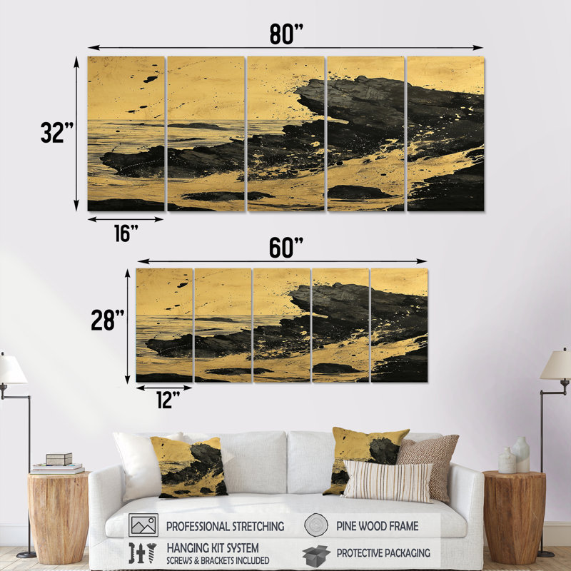 Ricci - art mural plage, 5 pièces, H 28 po x l 60 po