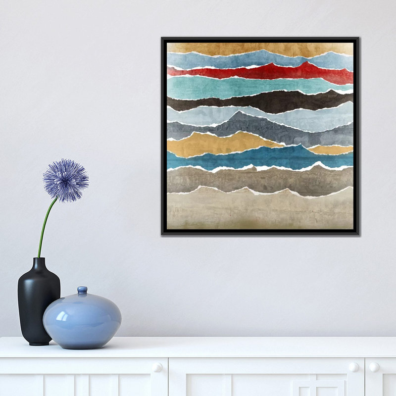 « déchirée i », impression sur toile, H 18 po x l 18 po x P 1,5 po, Toile avec cadre noir, Pas de tapis