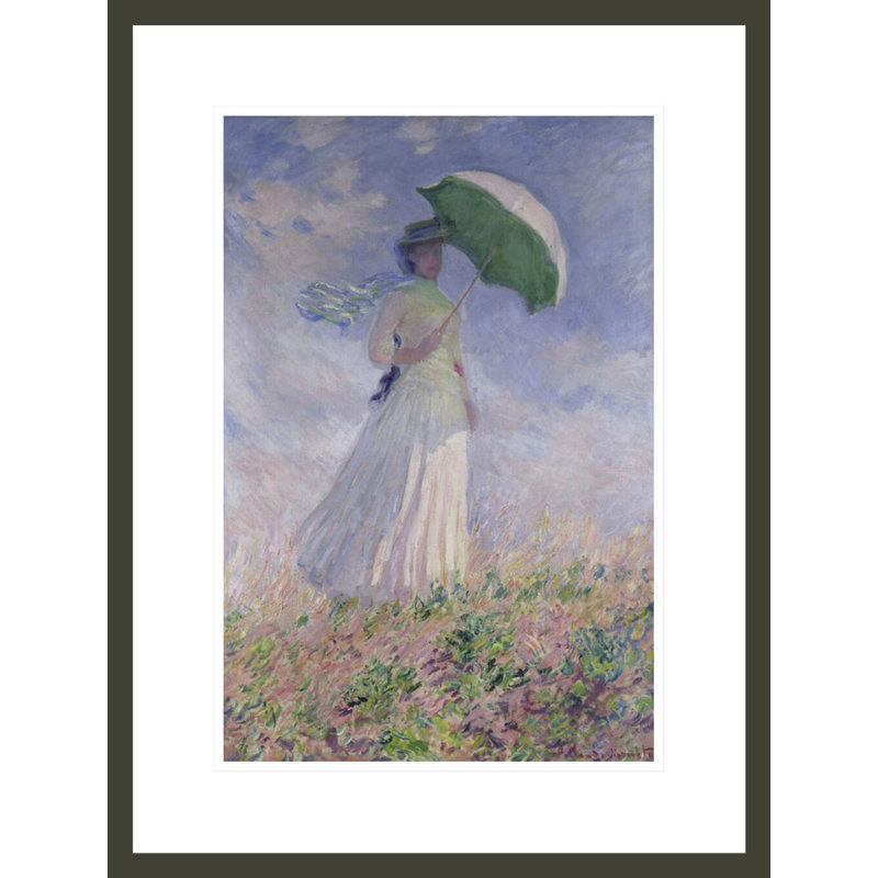 «Femme avec un parasol tourné vers la droite» par Claude Monet, impression giclée encadrée, H 21,75 po x l 16,41 po