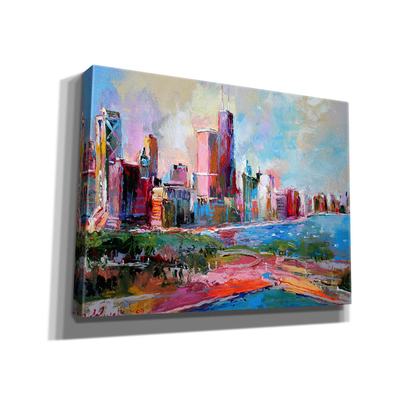 " Cityscape " by Richard Wallich, 12" H x 16" W x 0.75" D