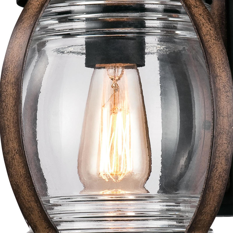 Rual Outdoor Wall Lantern, Black/Barnwood