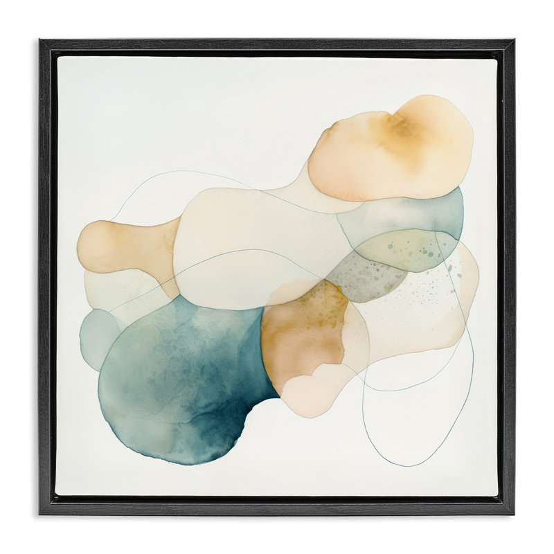 «Soft Soft Oblique Abstract Shapes», art par Irena Orlov, Cadre flottant noir de jais, H 18 po x l 18 po