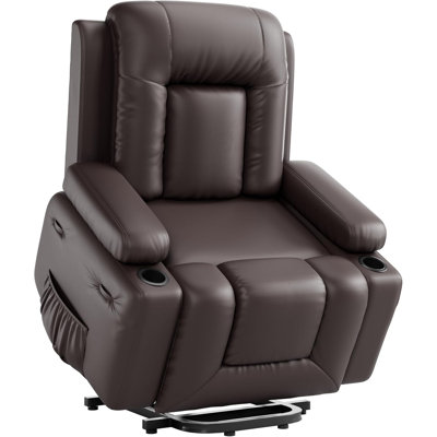 PU Leather Power Lift Recliner Chair, Faux Leather Recliner Chair Sofa with Massage and Heat, Remote Control Electric Stand Assist, for Elderly and Pe by Alcott Hill