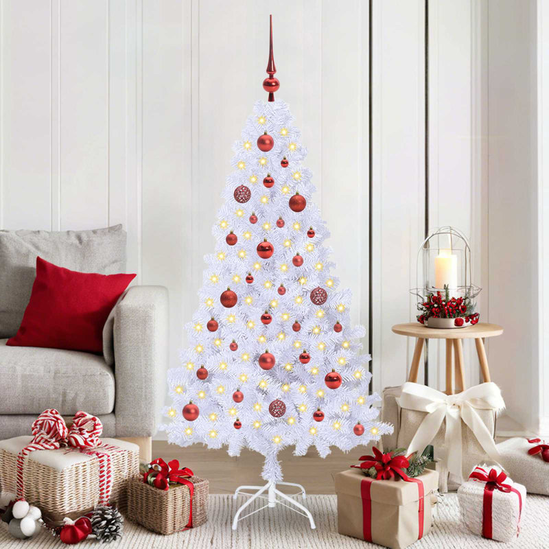 Lighted Artificial Christmas Tree, 150cm H, Red