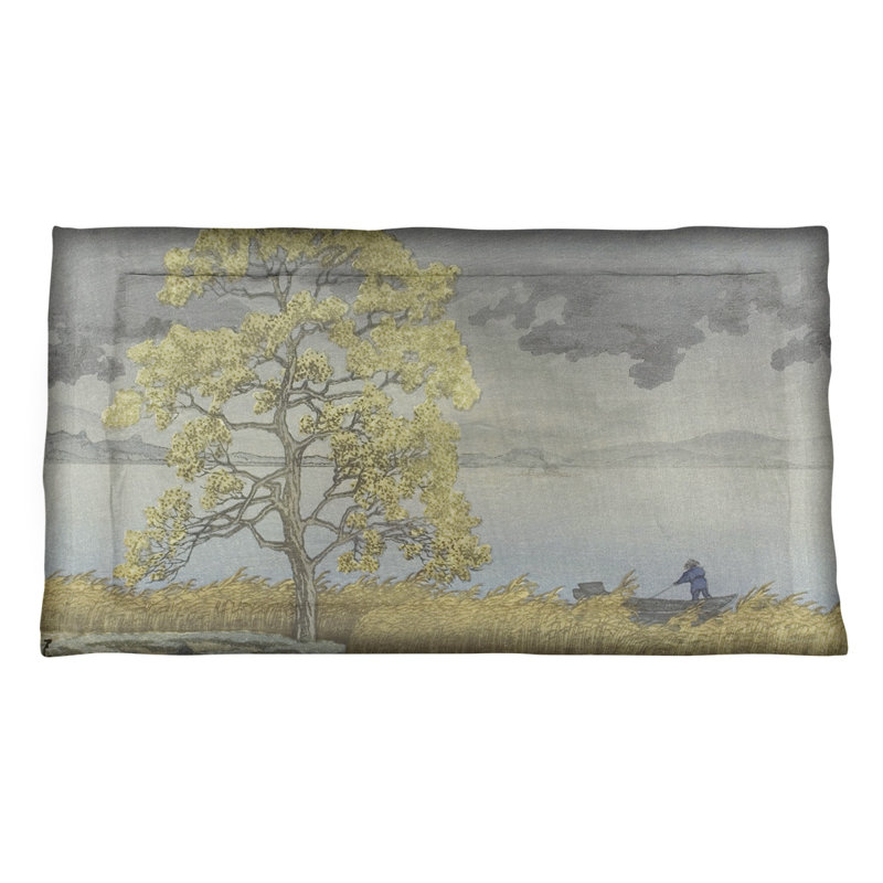 Taie décorative Hasui Kawase, Très grand lit, Polyester, Jaune