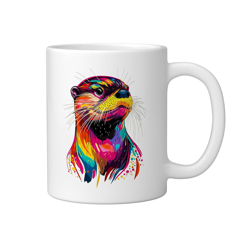 Cute Otter Ceramic Mug, White, 11oz