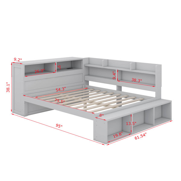 Daybed Boot Rack Ebern Designs Daybed With Storage Cabinets, Shoe Rack & USB Ports ...