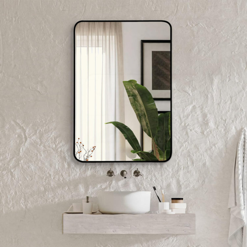 Miroir mural pour salle de bain, Noir, 30 po x 22 po