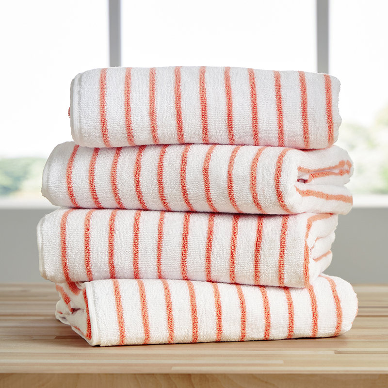 4 Pack Cotton Cabana Stripe Beach Pool Towels, Coloral