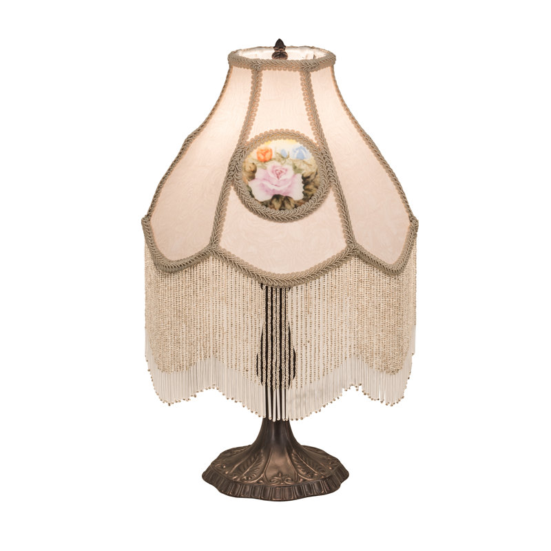Lampe de table 20 po à revers en tissu peint avec roses