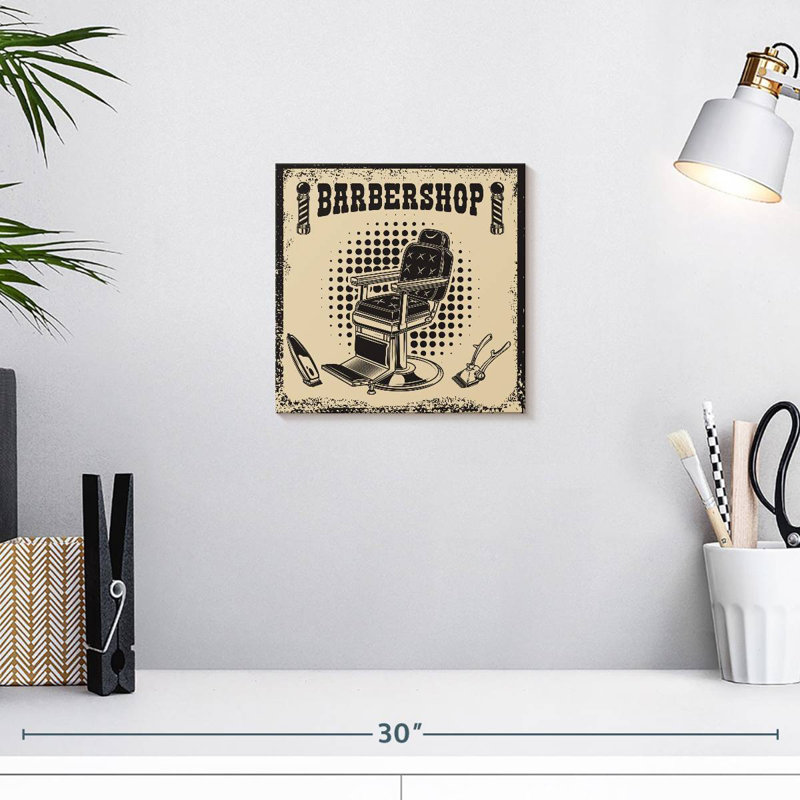 Enseigne murale rétro Khylige Barbershop, H 10 po x l 10 po