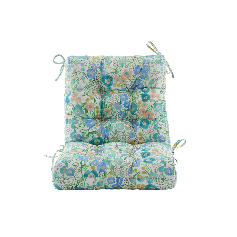 Seat/Back Outdoor Chair Cushion,Patio Chair Cushion With Tie,Tufted Replacement For Patio Furniture,20X20x4,1 Count