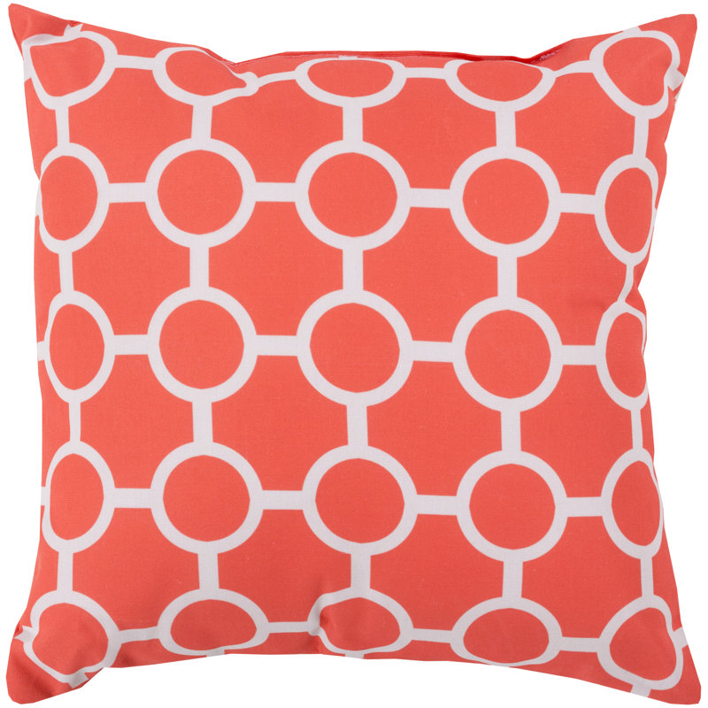 Rain Geometric Outdoor Throw Pillow, 20" H x 20" W x 4" D, Coral