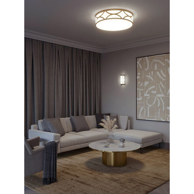 Jasvant Acrylic LED Flush Mount, 5" H x 20" W x 20" D, Gold