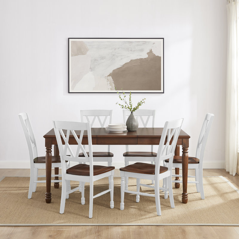 Dunblane Dining Table Set, 7 Pieces: Table, 6 Chairs, White