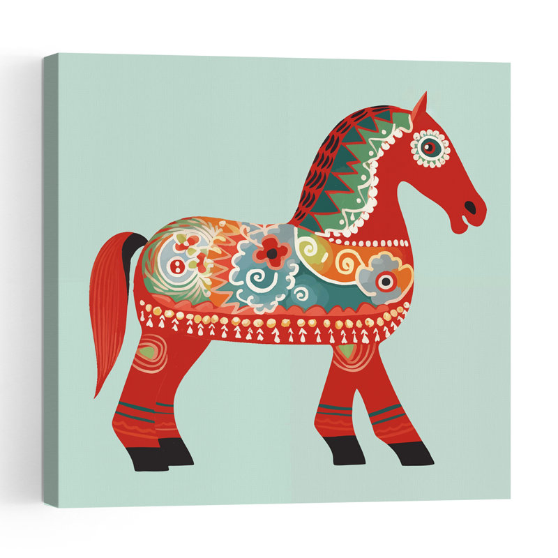 Impression d'art mural cheval suédois traditionnel dala, H 36 po x l 36 po