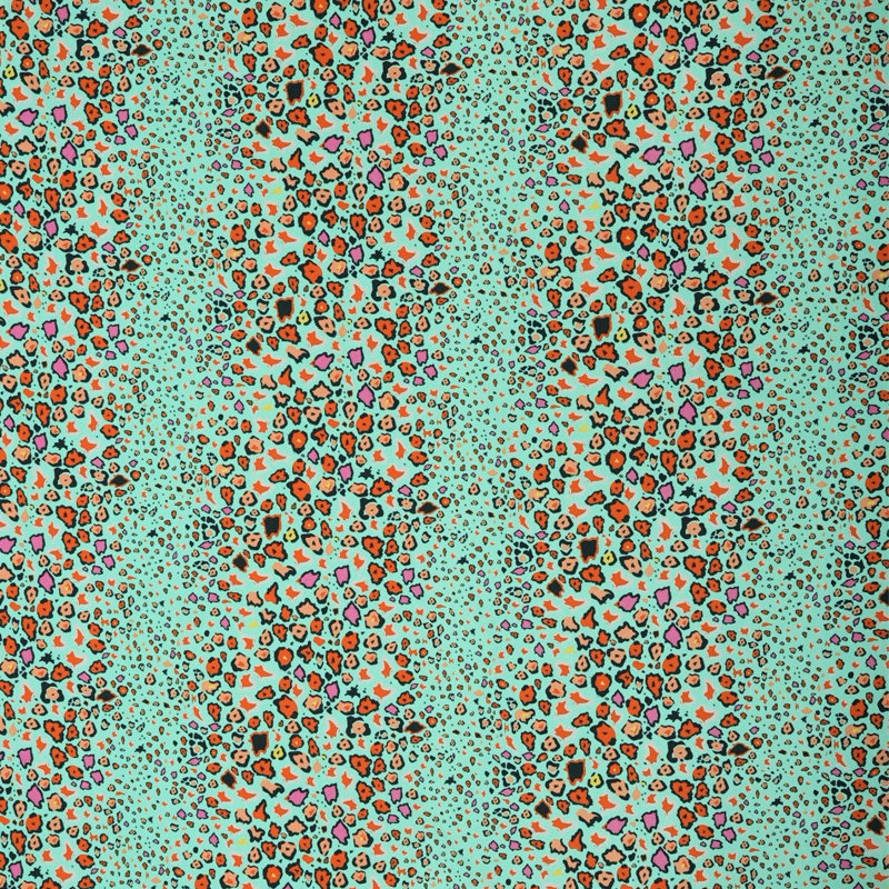 Leopard Lights Linen Fabric, Kingfisher