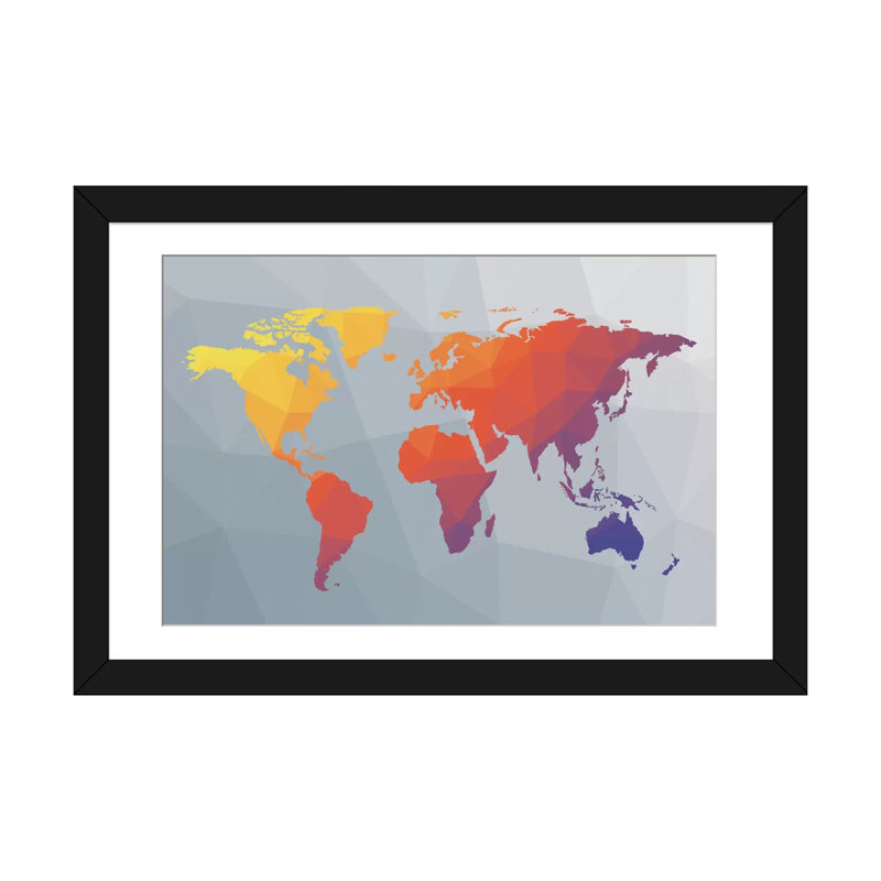 « geo map i », impression sur toile, H 16 po x l 24 po x P 1 po, Papier beaux-arts encadré noir, Blanc
