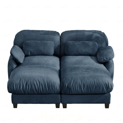 Canapé 2 places Cloud Feel avec repose-pieds amovible, ensemble de canapé modulaire en chenille douillet