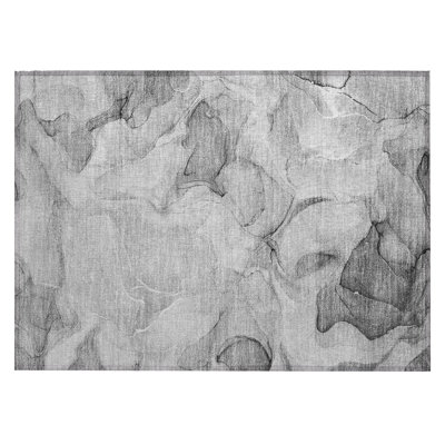 2' X 3' Gray Abstract Washable Non Skid Indoor Outdoor Area Rug