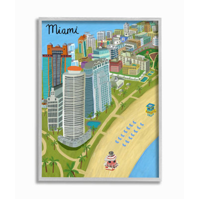 " Colorful Miami City Beach Landmarks " Graphic Art Print