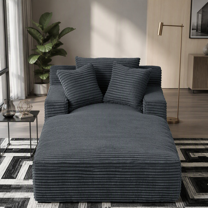 Très grande chaise longue d'intérieur, canapé rembourré en velours côtelé moderne, aucun assemblage requis, canapé-lit confortable pour le salon, le bureau