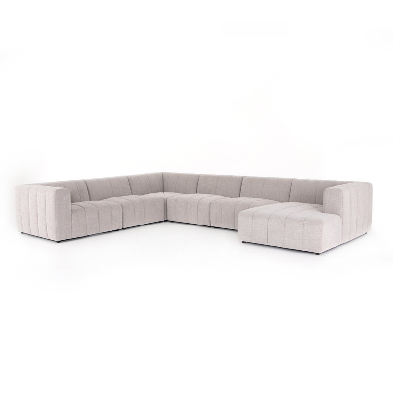Langham Sectional, Pink Polyester, 28" H x 157" W x 129" D, Right Hand Facing