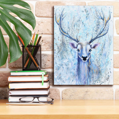 «Blue Spirit Deer» par Michelle Faber, art mural sur toile
