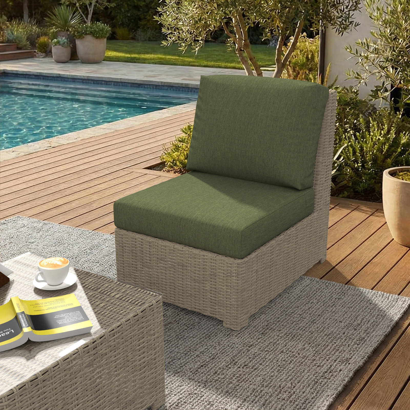 Henri Sunbrella® Patio Lounge Chair, Canvas Fern