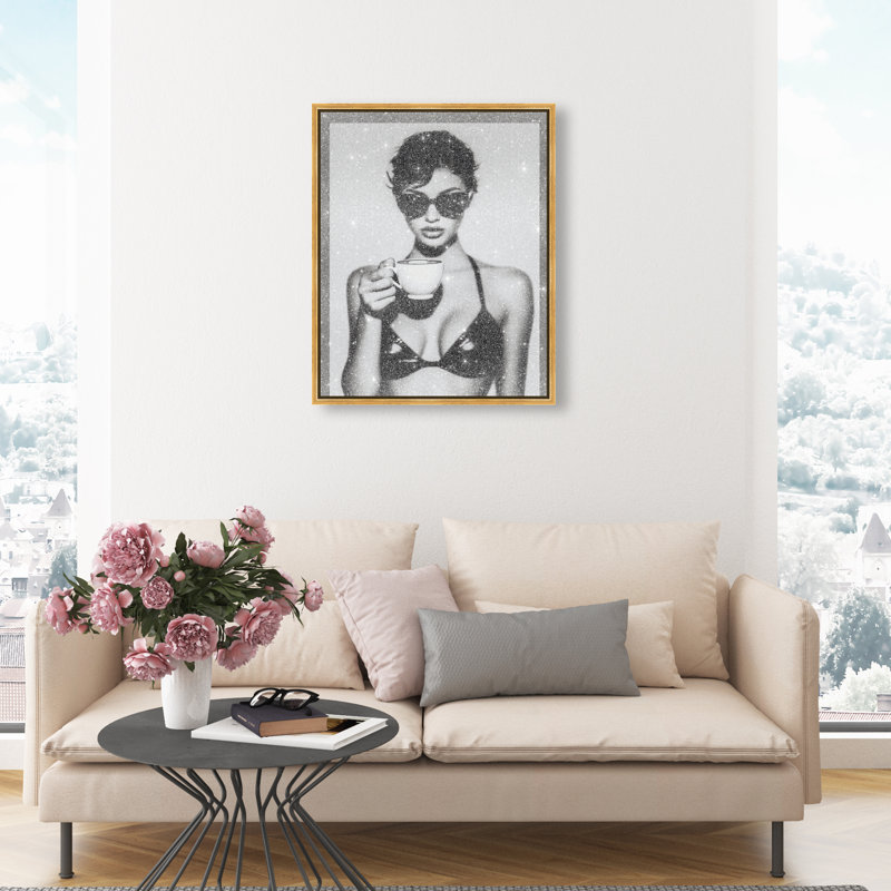 Luxe Latte Food & Beverages Canvas Print by Oliver Gal, Black Frame, 16 x 20, 21"H x 25"W, Gold Floater Frame