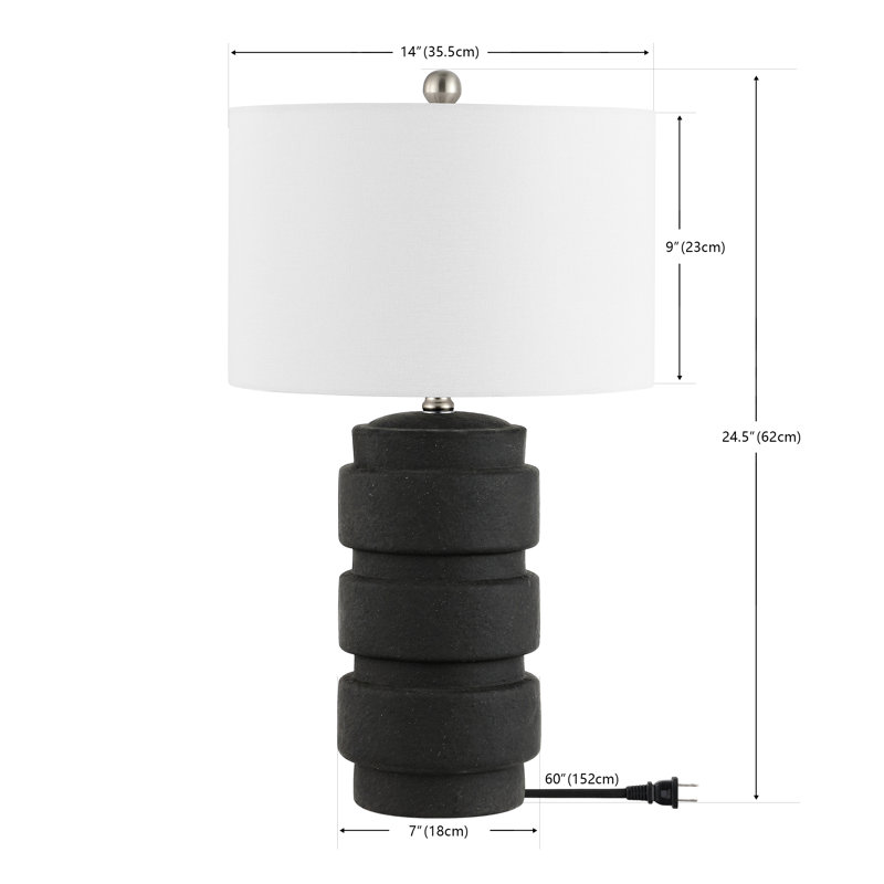 Lampe de table Sero, 24,5 pouces, noire, en céramique