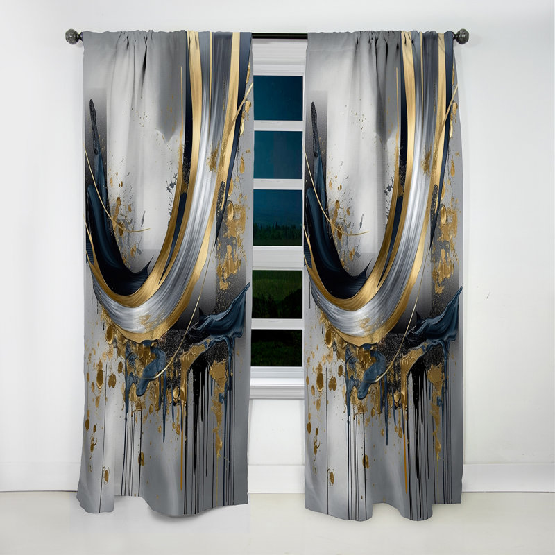 Shapes And Lines Abstract Marble V - Abstract Marble Marble Blackout Curtain - 1 Panels, 52" W x 84" L