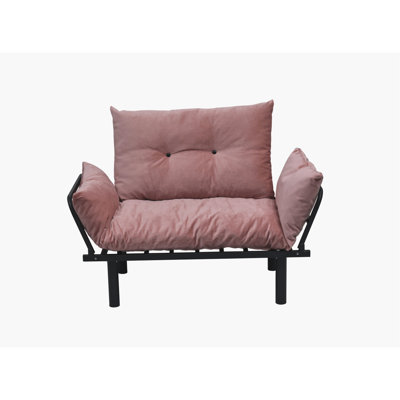 Metal Futon Love Seat, Pink Color, 49in Depth X 24in Width 35in Height, 30lb Seat In Pink, 49.21in Depth, 23.8in Width, 34.77in Tall, 30.54lb Weight