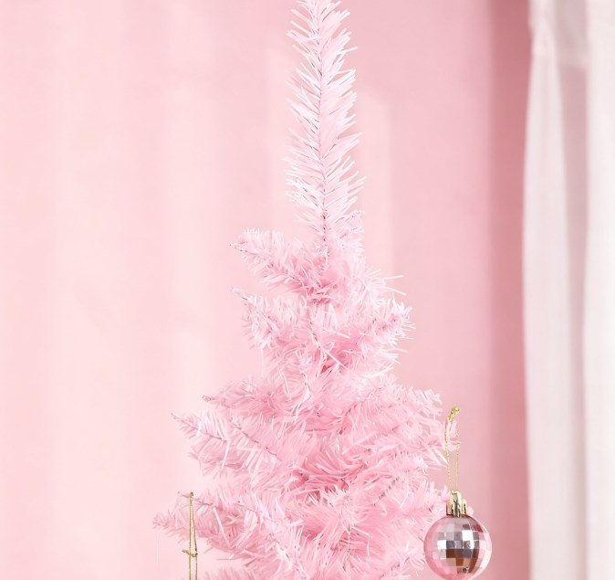 Decorated Pencil Christmas Tree With 499 Realistic Branch Tips And Plastic Stand | Gift Idea, 7' H, Pink