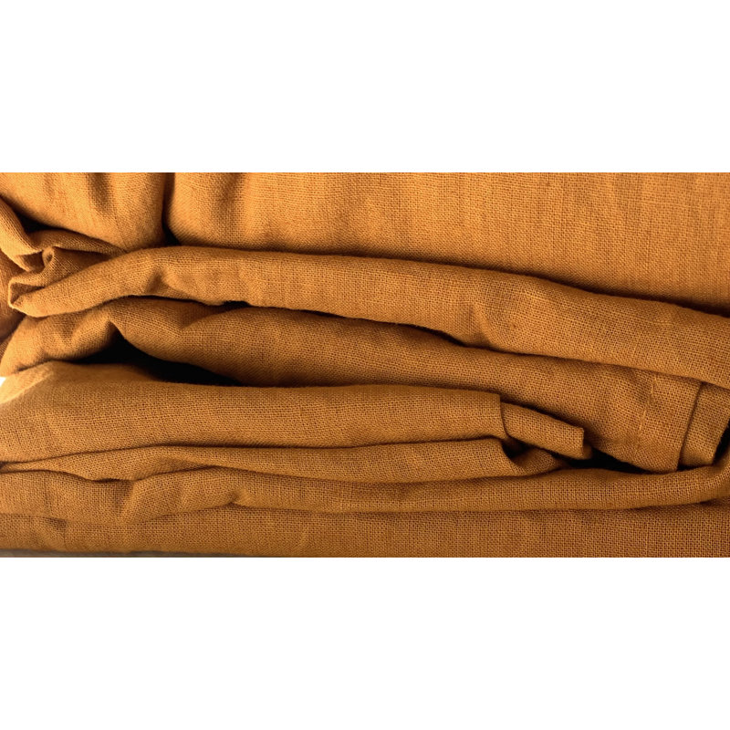Natural Linen/Cotton Blend Sheet Set, Full/Double, Camel