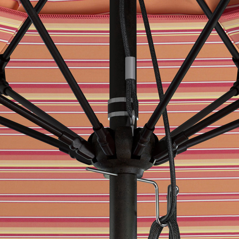 Parasol de patio blanc mat 11 pi., Rayures oranges
