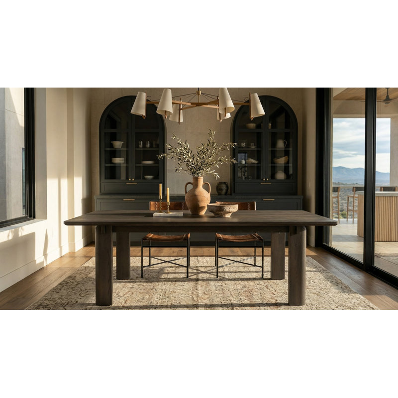 84" 100% Solid Pine Wood Dining Table In Black Walnut Finish