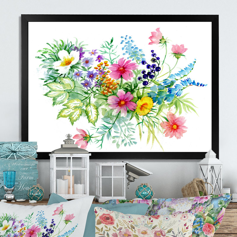 «Blooming Colorful Flowers», reproduction sur toile flottante, Cadre noir, H 8 po x l 12 po x P 1 po