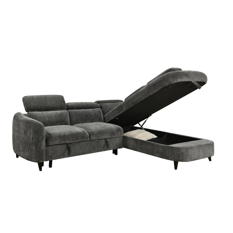 Canapé modulaire moderne avec rangement gris foncé et peu encombrant