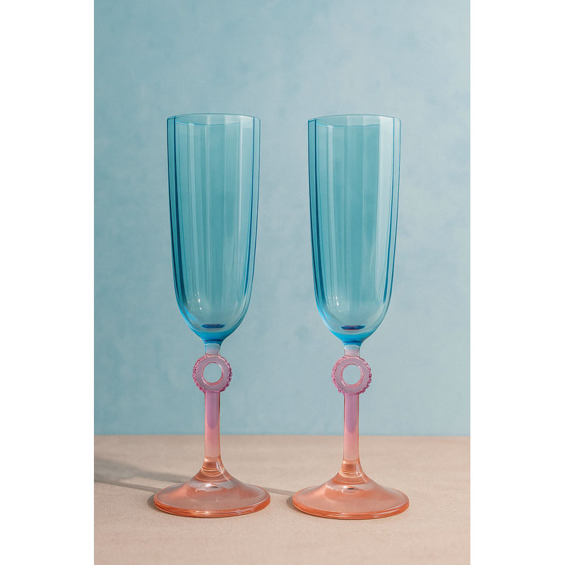 Champagne Glass Set, Bleu