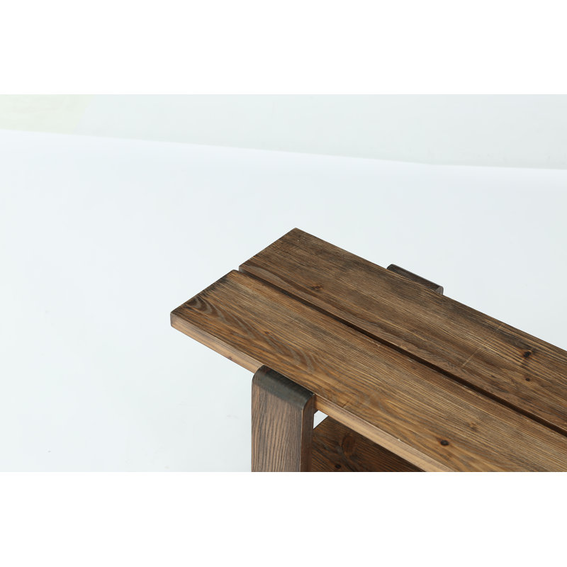 Banc de 63 po en bois massif avec rangement, banc long pour le couloir Farmhouse