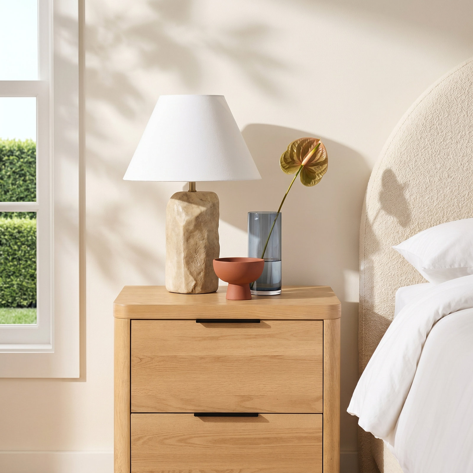 Altus 2 Drawer Wood Nightstand, Natural