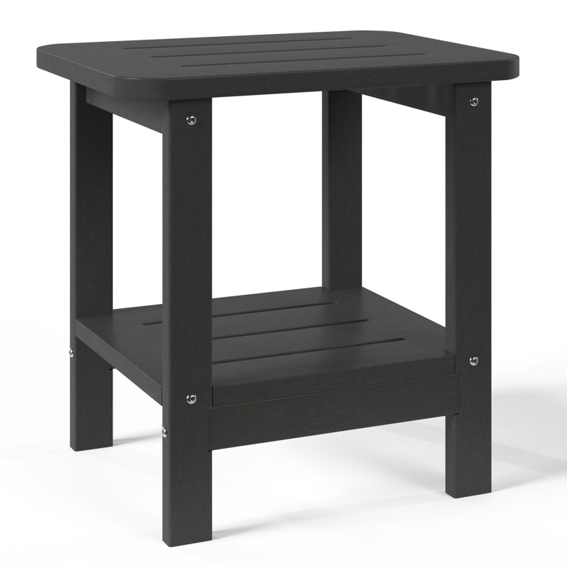 Brighton Outdoor Poly Two Shelf Side Table, Gray