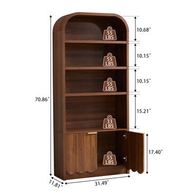 Grande vitrine de rangement arquée 70,86 po