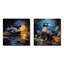 «Blue Duck Midnight Ponder I», ensemble de salon mural 2 pièces-102586631-102586620