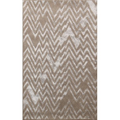 Tapis en laine/soie gris/brun clair Touffeté à la main mier